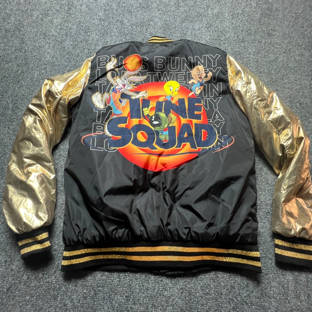 Loony Tunes Space Jam A New Legacy Luna Bunny Bomber Jacket Gold Black‎ M